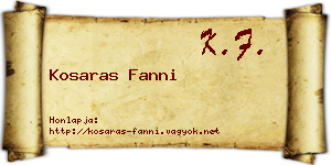 Kosaras Fanni névjegykártya